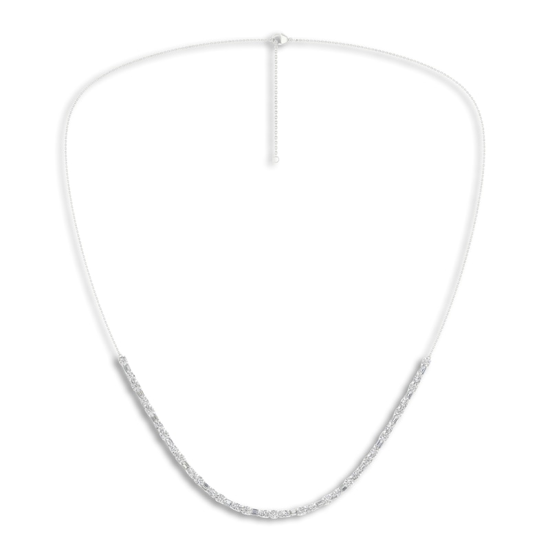Main Image 1 of Lab-Grown Diamond Necklace 10 ct tw Emerald/Oval/Round 14K White Gold 18"