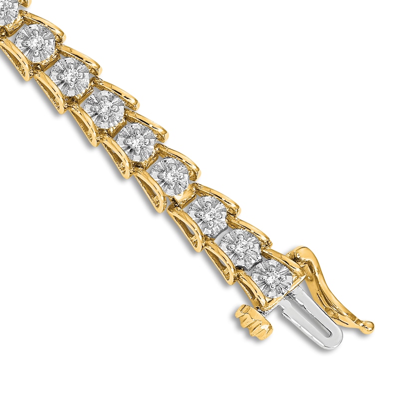Main Image 2 of Diamond Tennis Bracelet 5/8 ct tw Round 14K Yellow Gold 7"