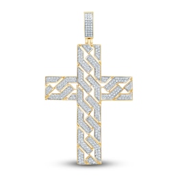 Diamond Cross Charm 1 ct tw Round 14K Yellow Gold