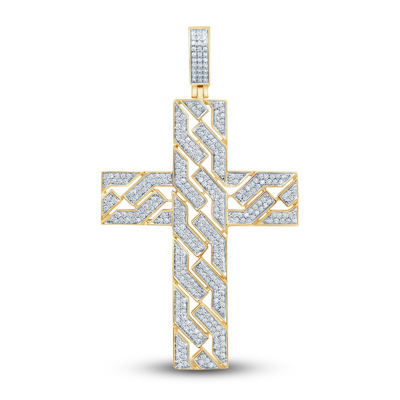 Diamond Cross Charm 1 ct tw Round 14K Yellow Gold