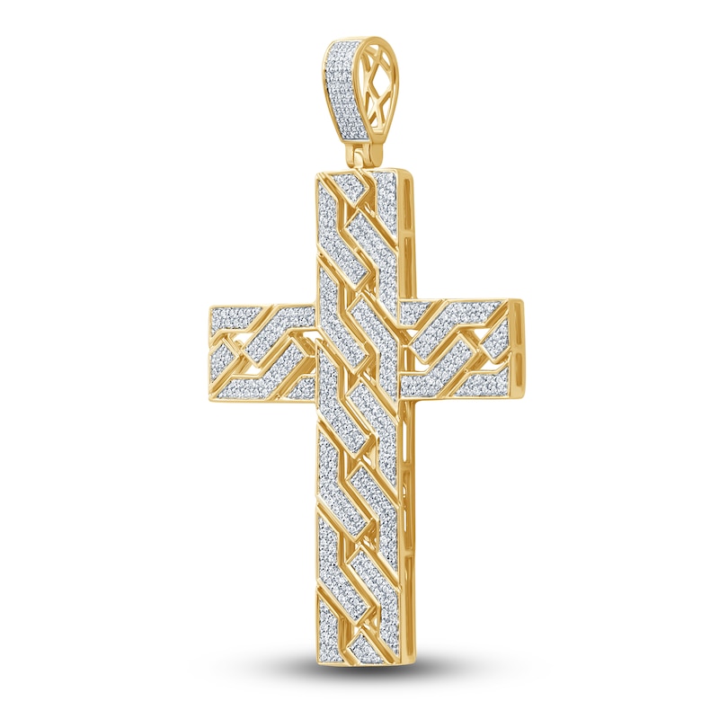 Diamond Cross Charm 1 ct tw Round 14K Yellow Gold