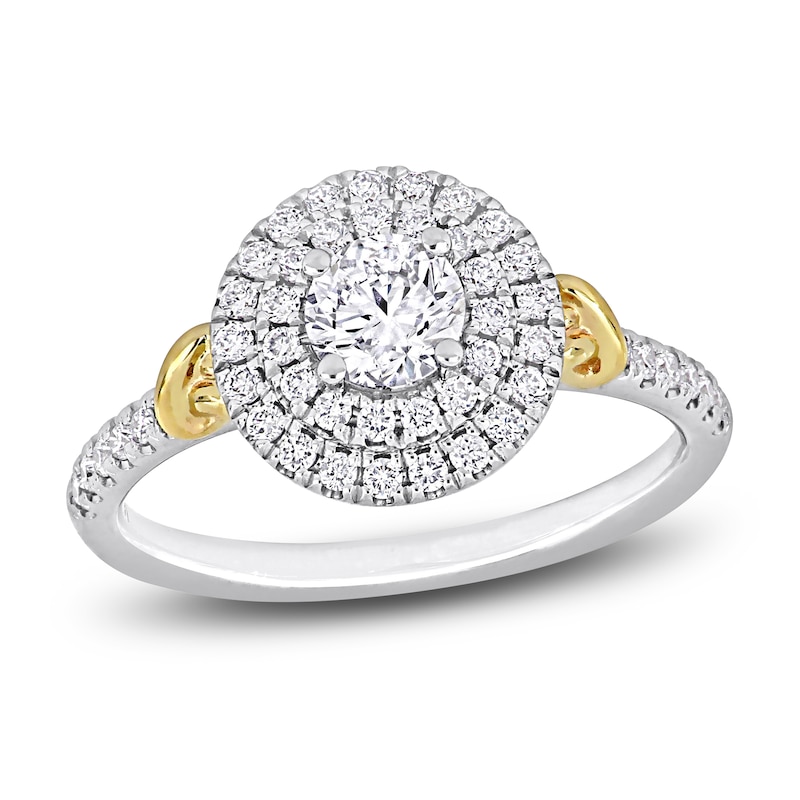 Y-Knot Diamond Engagement Ring 7/8 ct tw Round 14K Two-Tone Gold