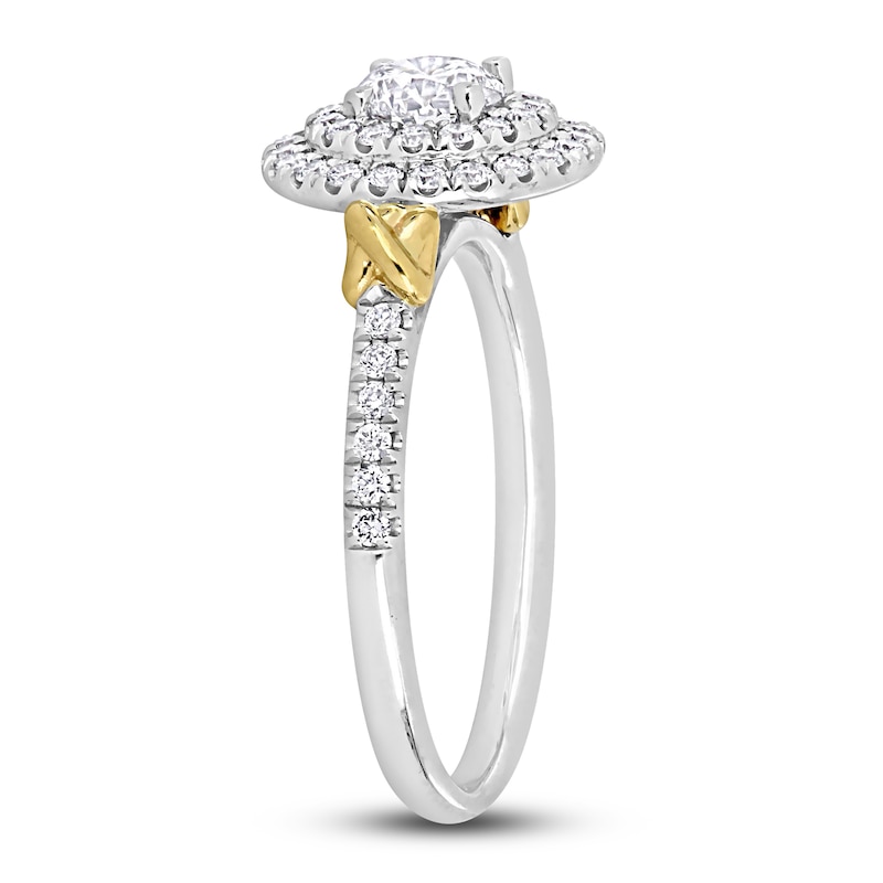 Y-Knot Diamond Engagement Ring 7/8 ct tw Round 14K Two-Tone Gold