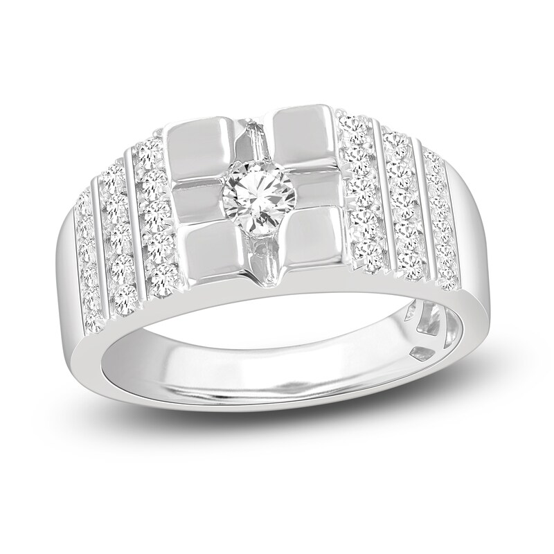 Main Image 1 of Men's Diamond Ring 1 ct tw Round 14K White Gold