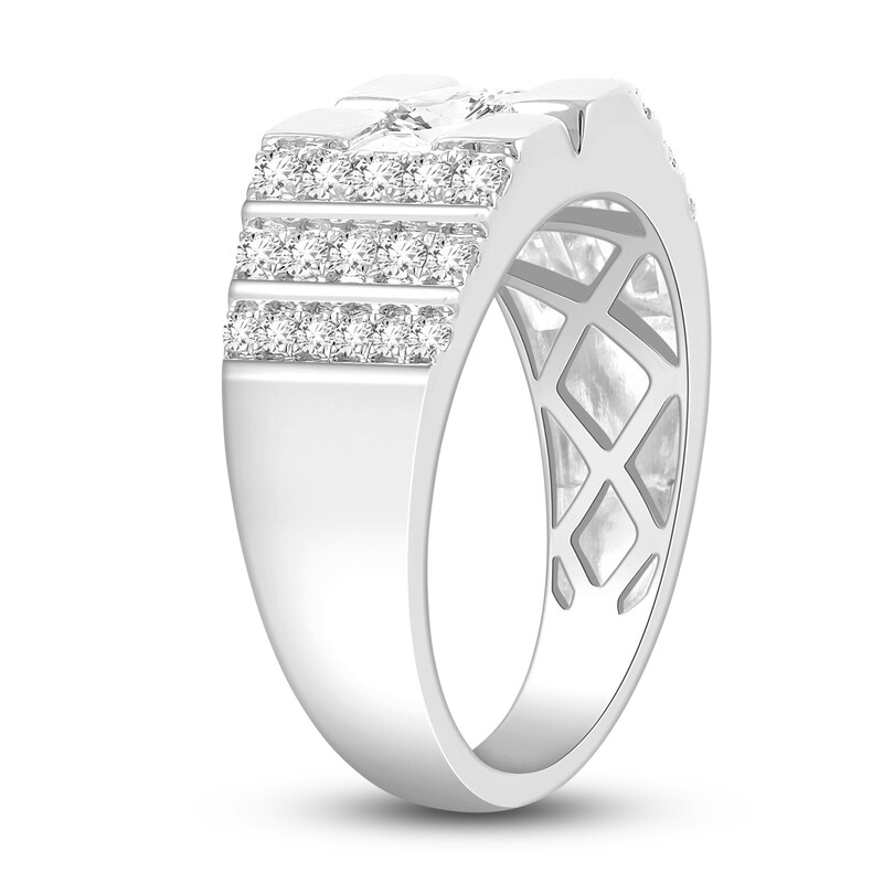 Main Image 2 of Men's Diamond Ring 1 ct tw Round 14K White Gold