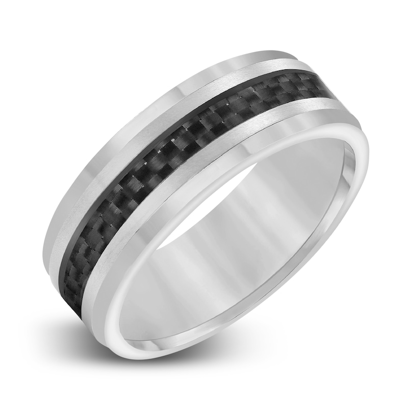 Main Image 2 of Men's Wedding Band Carbon Fiber/Tungsten 8.0mm