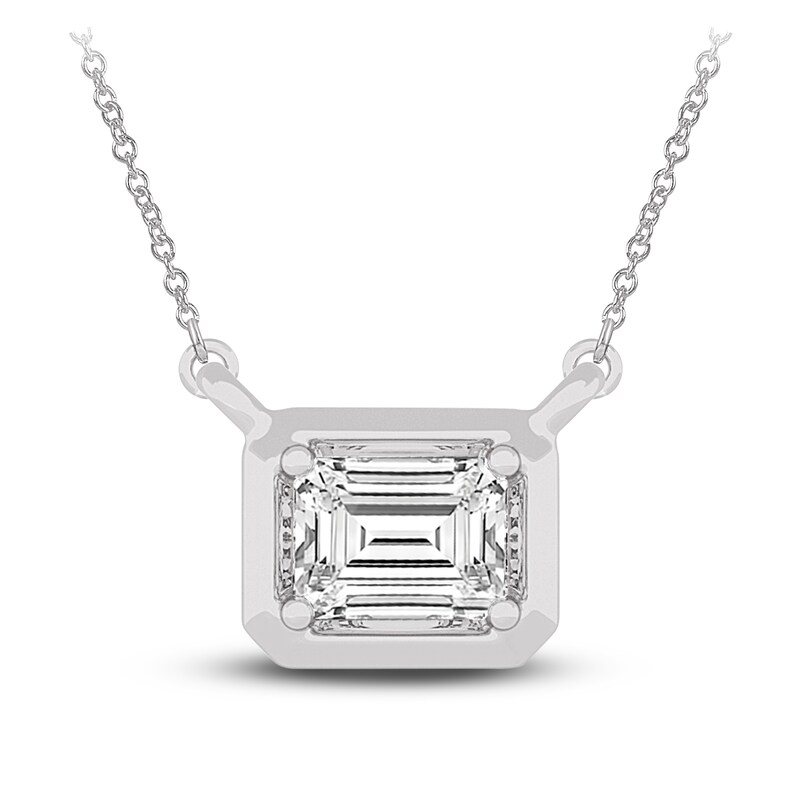 Main Image 1 of Diamond Pendant Necklace 3/8 ct tw Emerald 14K White Gold 18" (SI2,I)