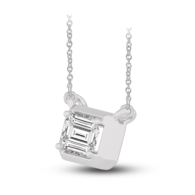 Diamond Pendant Necklace 3/8 ct tw Emerald 14K White Gold 18" (SI2,I)
