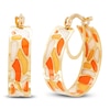 Thumbnail Image 1 of Italia D'Oro Bridged Hoop Earrings Orange/Yellow/ White Enamel 14K Yellow Gold