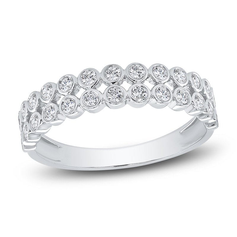 Main Image 1 of Diamond Bezel Double Row Ring 1/3 ct tw Round 14K White Gold