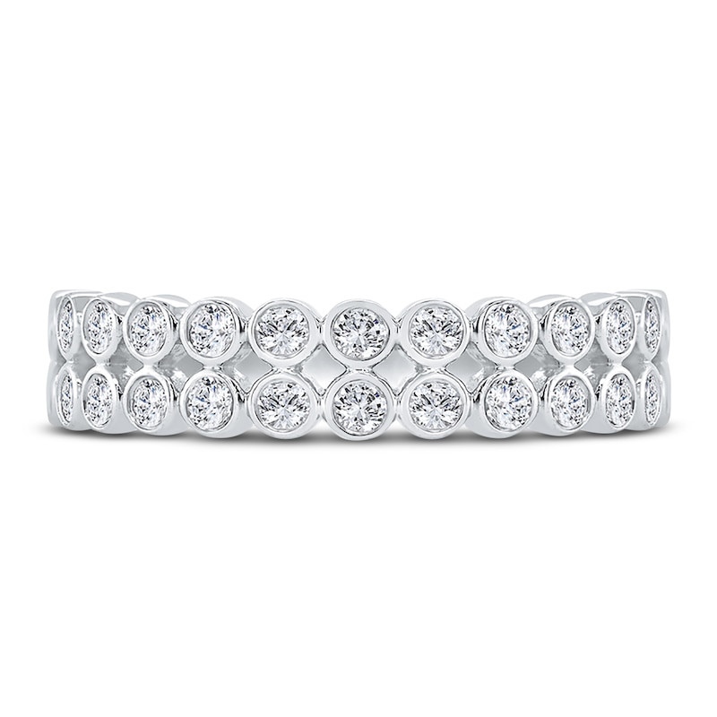 Main Image 3 of Diamond Bezel Double Row Ring 1/3 ct tw Round 14K White Gold