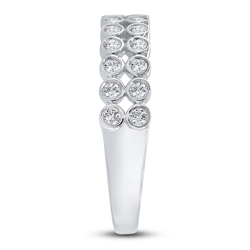 Main Image 4 of Diamond Bezel Double Row Ring 1/3 ct tw Round 14K White Gold