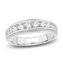 Men's Diamond Wedding Band 1 ct tw Round 14K White Gold
