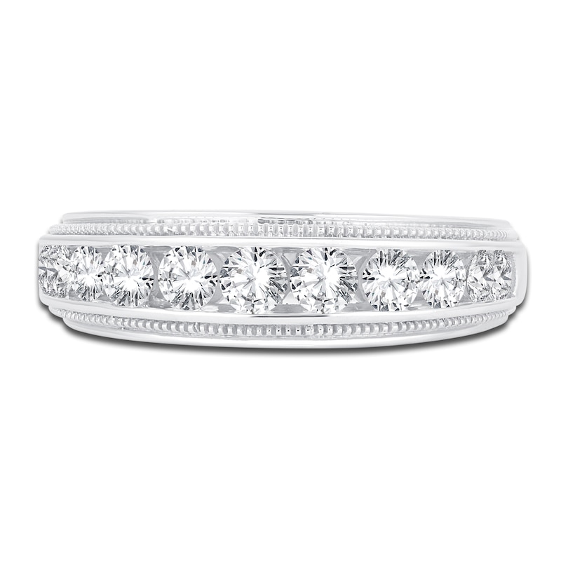 Main Image 3 of Men's Diamond Wedding Band 1 ct tw Round 14K White Gold