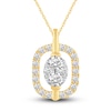 Thumbnail Image 1 of Diamond Halo Pendant Necklace 1 ct tw Round 14K Yellow Gold 18"