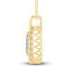 Thumbnail Image 3 of Diamond Halo Pendant Necklace 1 ct tw Round 14K Yellow Gold 18"