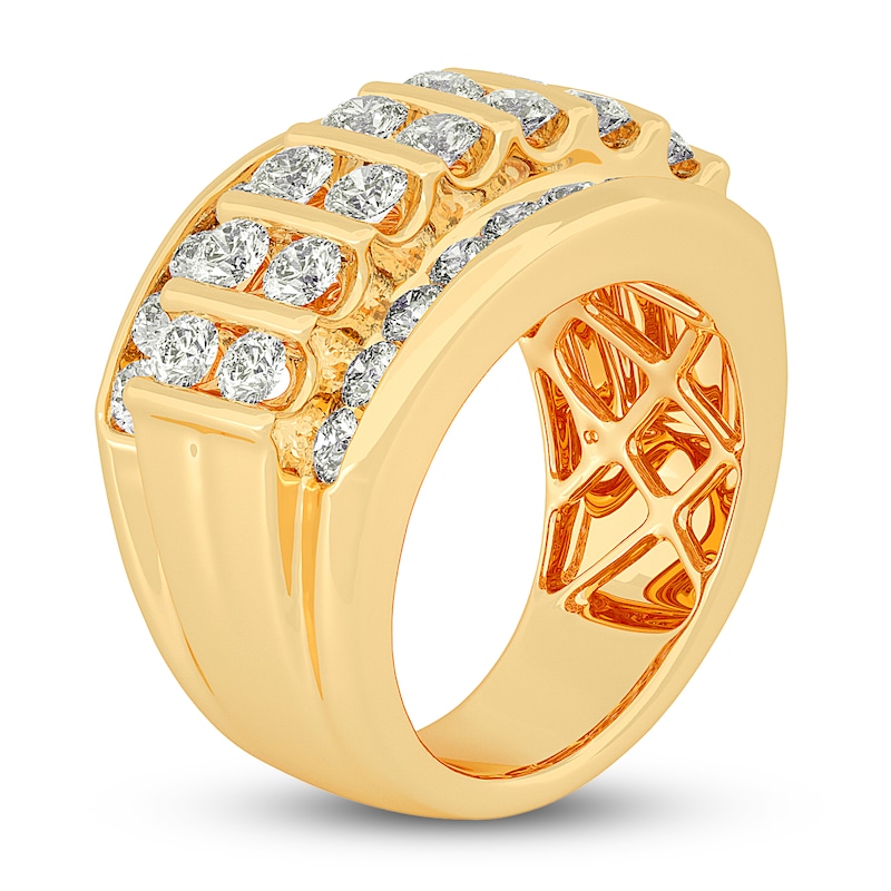 Certified Men's Lab-Created Diamond Ring 4 ct tw Round 14K Yellow Gold ...