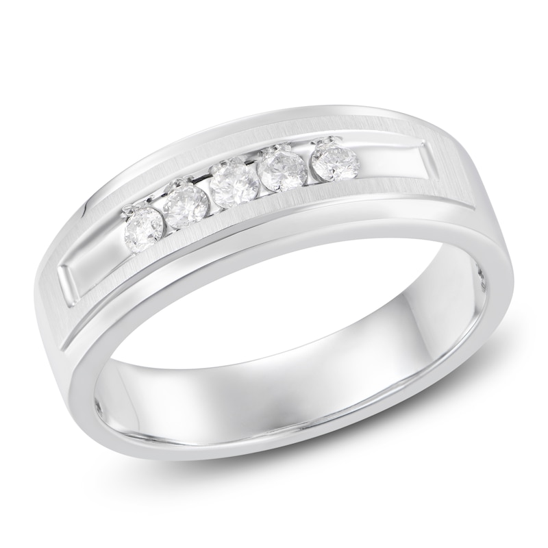 Main Image 2 of Men's Diamond Anniversary Band 1/4 ct tw Round 14K White Gold