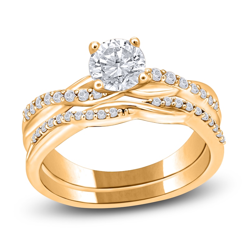 Main Image 1 of Diamond Twist Bridal Set 3/8 ct tw Round 14K Yellow Gold