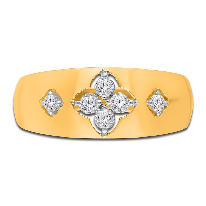 Kallati Diamond Clover Ring 1/4 ct tw Round 14K Yellow Gold