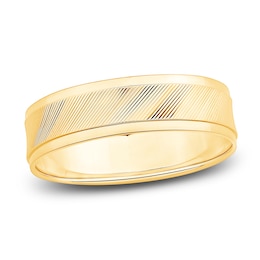 Men's Textured Wedding Band 14K Yellow Gold 6.0mm