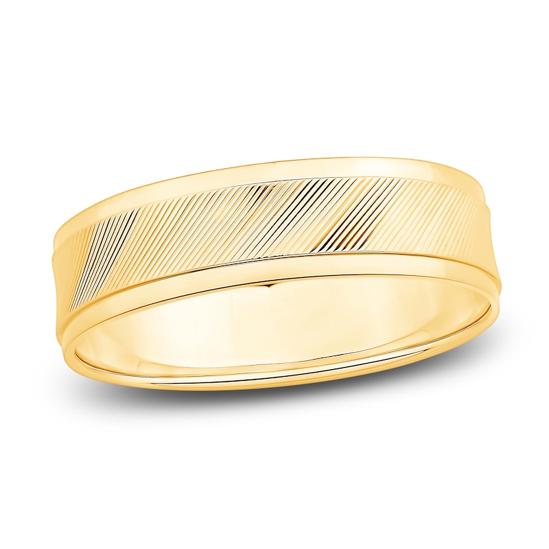Main Image 1 of Men's Textured Wedding Band 14K Yellow Gold 6.0mm