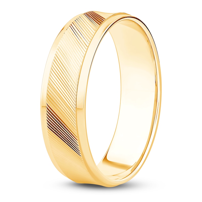 Main Image 2 of Men's Textured Wedding Band 14K Yellow Gold 6.0mm