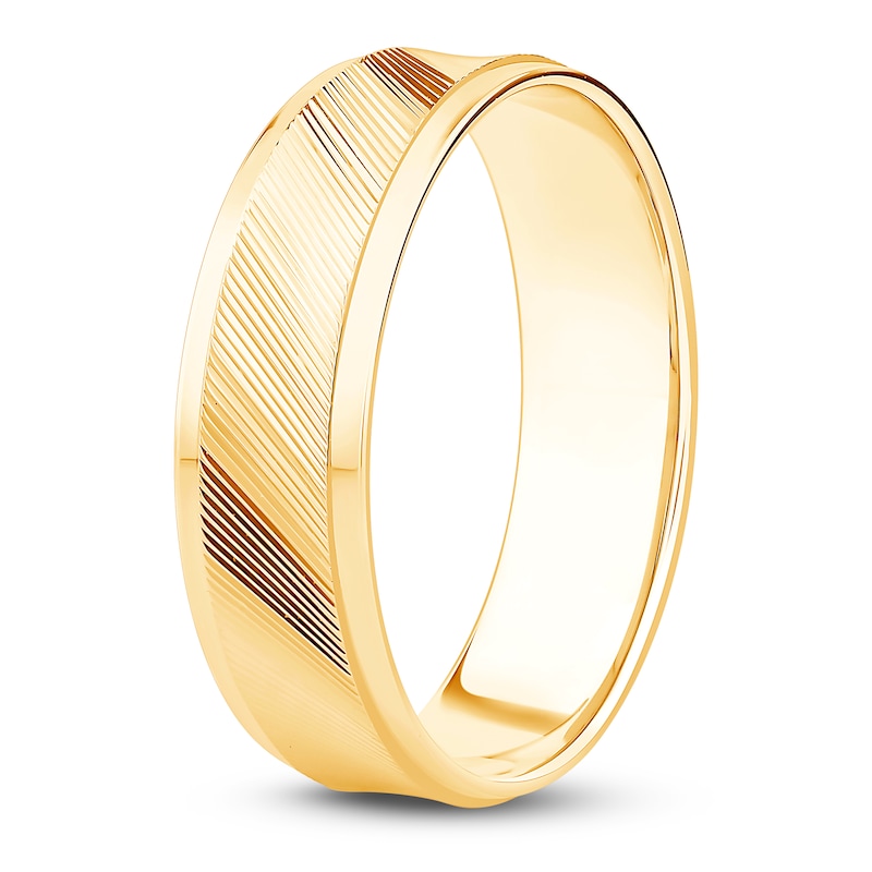 Men's Textured Wedding Band 14K Yellow Gold 6.0mm