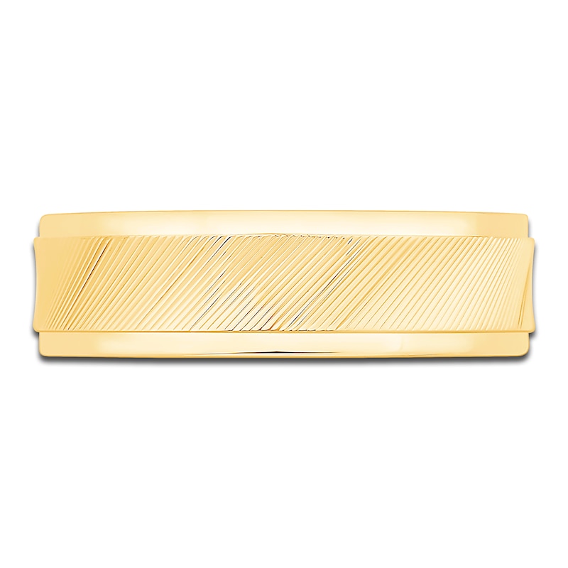 Main Image 3 of Men's Textured Wedding Band 14K Yellow Gold 6.0mm