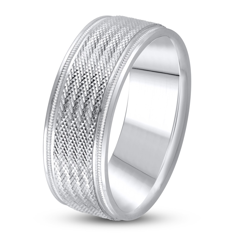 Men's Diamond-Cut Wedding Band 14K White Gold 8.0mm | Jared