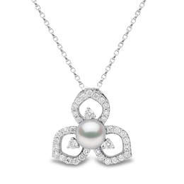 Yoko London Cultured Akoya Pearl Necklace 3/8 ct tw Diamonds 18K White Gold 18&quot;