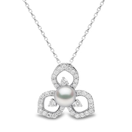 Yoko London Akoya Cultured Pearl Necklace 3/8 ct tw Diamonds 18K White Gold 18"