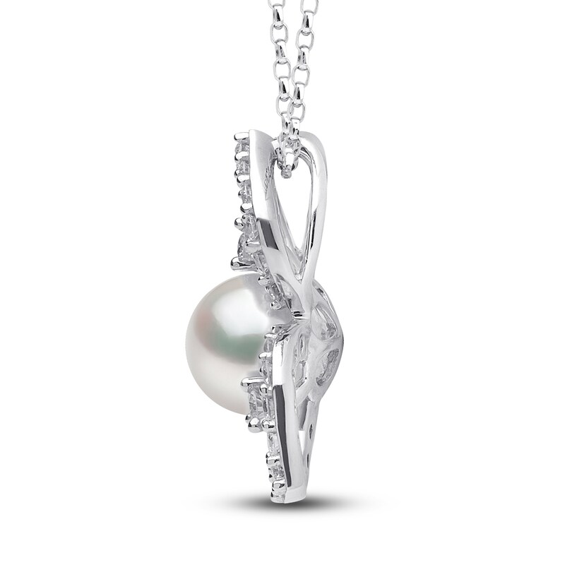 Main Image 2 of Yoko London Akoya Cultured Pearl Necklace 3/8 ct tw Diamonds 18K White Gold 18"