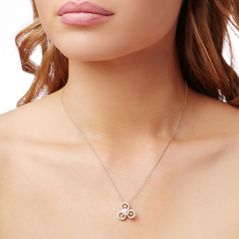 Main Image 4 of Yoko London Akoya Cultured Pearl Necklace 3/8 ct tw Diamonds 18K White Gold 18"
