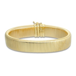 LUXE by Italia D'Oro Hollow Tubogas Bracelet 18K Yellow Gold 7.5 15.0mm