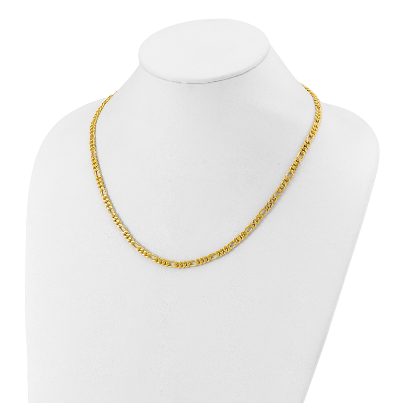 Main Image 3 of High-Polish Figaro Chain Necklace 24K Yellow Gold 20" 4.8mm
