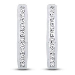 Diamond Hoop Earrings 1/4 ct tw Round 14K White Gold
