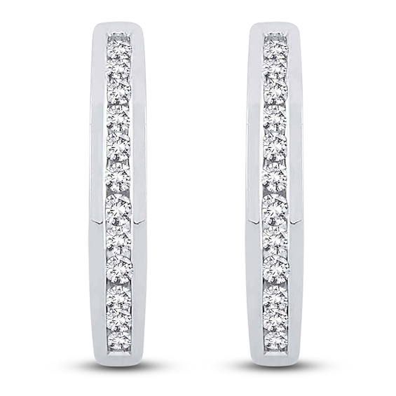 Diamond Hoop Earrings 14 ct tw Round 14K White Gold