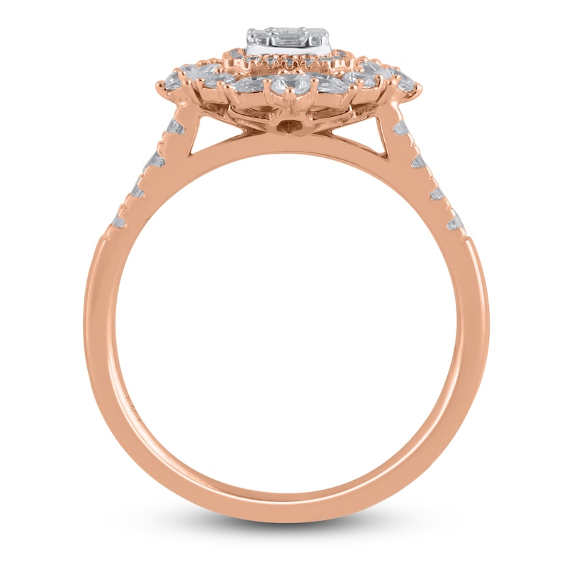 Main Image 2 of Baguette, Round & Marquise-Cut Diamond Ring 1 ct tw 14K Rose Gold