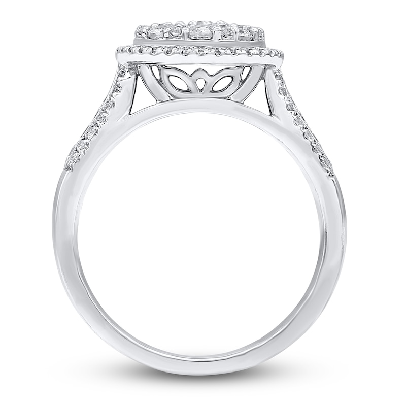 Main Image 2 of Diamond Halo Engagement Ring 1 ct tw 14K White Gold