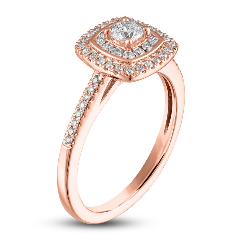Main Image 2 of Diamond Halo Engagement Ring 1/2 ct tw 14K Rose Gold