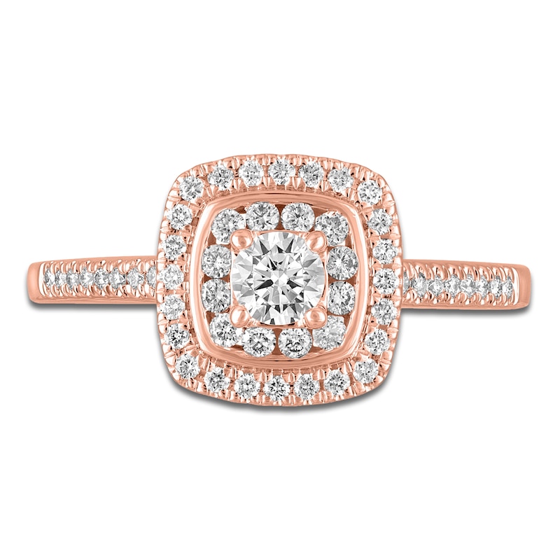 Main Image 3 of Diamond Halo Engagement Ring 1/2 ct tw 14K Rose Gold