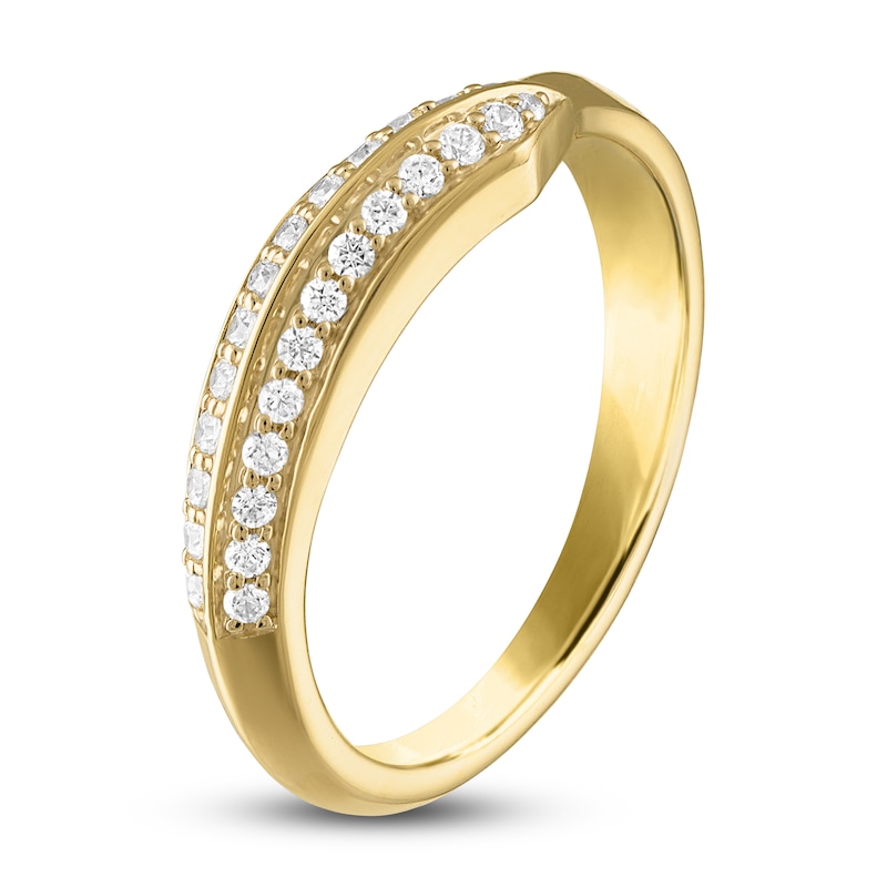Main Image 2 of High-Polish Diamond Contour Wedding Band 1/5 ct tw 14K Yellow Gold
