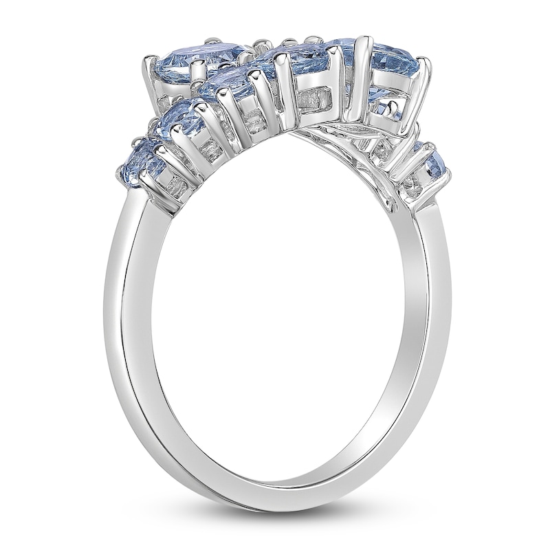 Main Image 2 of Round-cut Natural Aquamarine Ring 14K White Gold