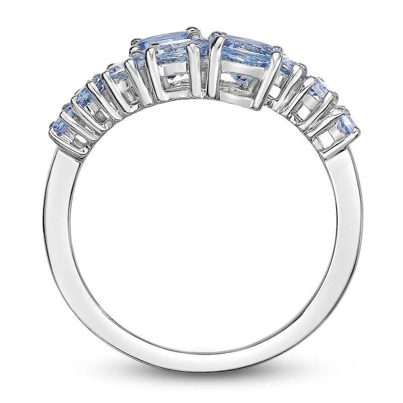 Main Image 4 of Round-cut Natural Aquamarine Ring 14K White Gold
