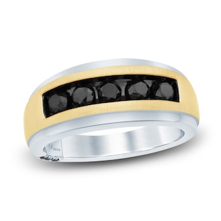 Men's Natural Black Sapphire Ring Black Ion-Plated Tantalum