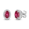Thumbnail Image 1 of Oval-Cut Natural Ruby & Diamond Earrings 1/6 ct tw 14K White Gold