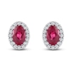 Thumbnail Image 2 of Oval-Cut Natural Ruby & Diamond Earrings 1/6 ct tw 14K White Gold