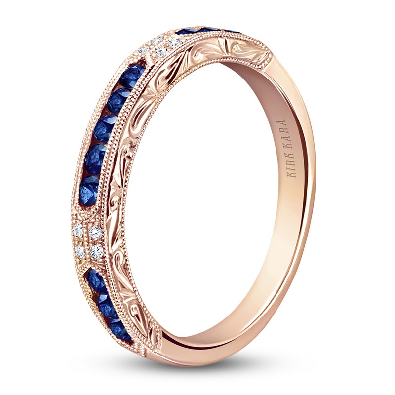Main Image 2 of Kirk Kara Natural Blue Sapphire & Diamond Accent Wedding Band 14K Rose Gold