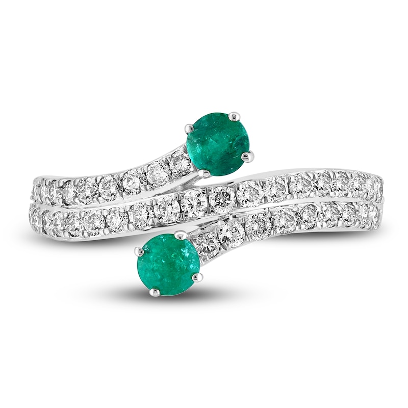 LALI Jewels Natural Emerald & Diamond Ring 1/2 ct tw 14K White Gold